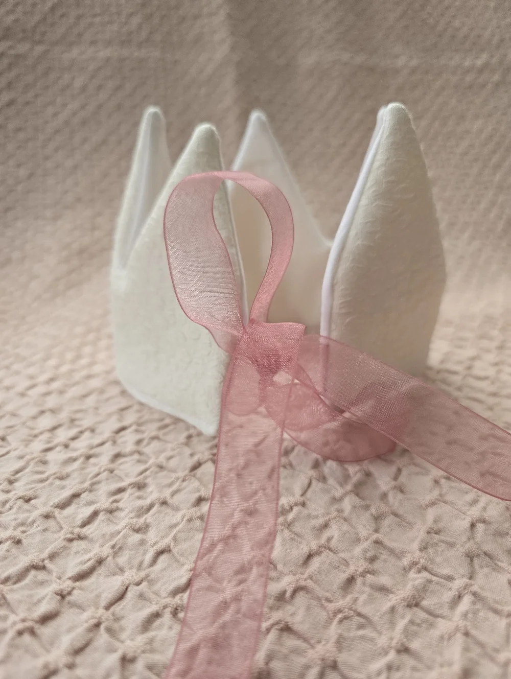 NEW Handmade White Fabric Baby Girl Birthday Crown